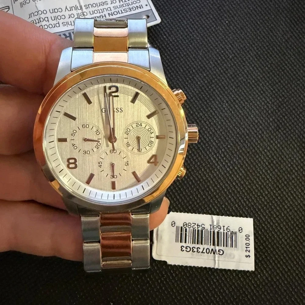 Guess Men Authentic Only Watch Silver Stainless Steel NWT